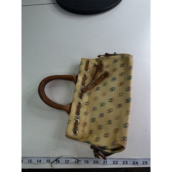 DAMAGED - VTG Y2K Dooney & Bourke Coated Canvas Purse Pale Yellow (small) - Picture 14 of 16